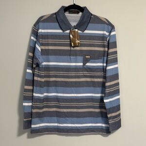 Jeep Long Sleeve Polo Shirt 1/4 Button Stripes Size Large NWT